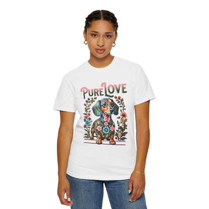Pure Love Dog Art Unisex T-Shirt - Flower Design for Animal Lovers