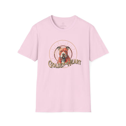 Golden Heart Dog Tee | Unisex Softstyle T-Shirt, Pet Lover Gift, Animal Adoption Awareness, Casual Wear, Dog Mom Apparel