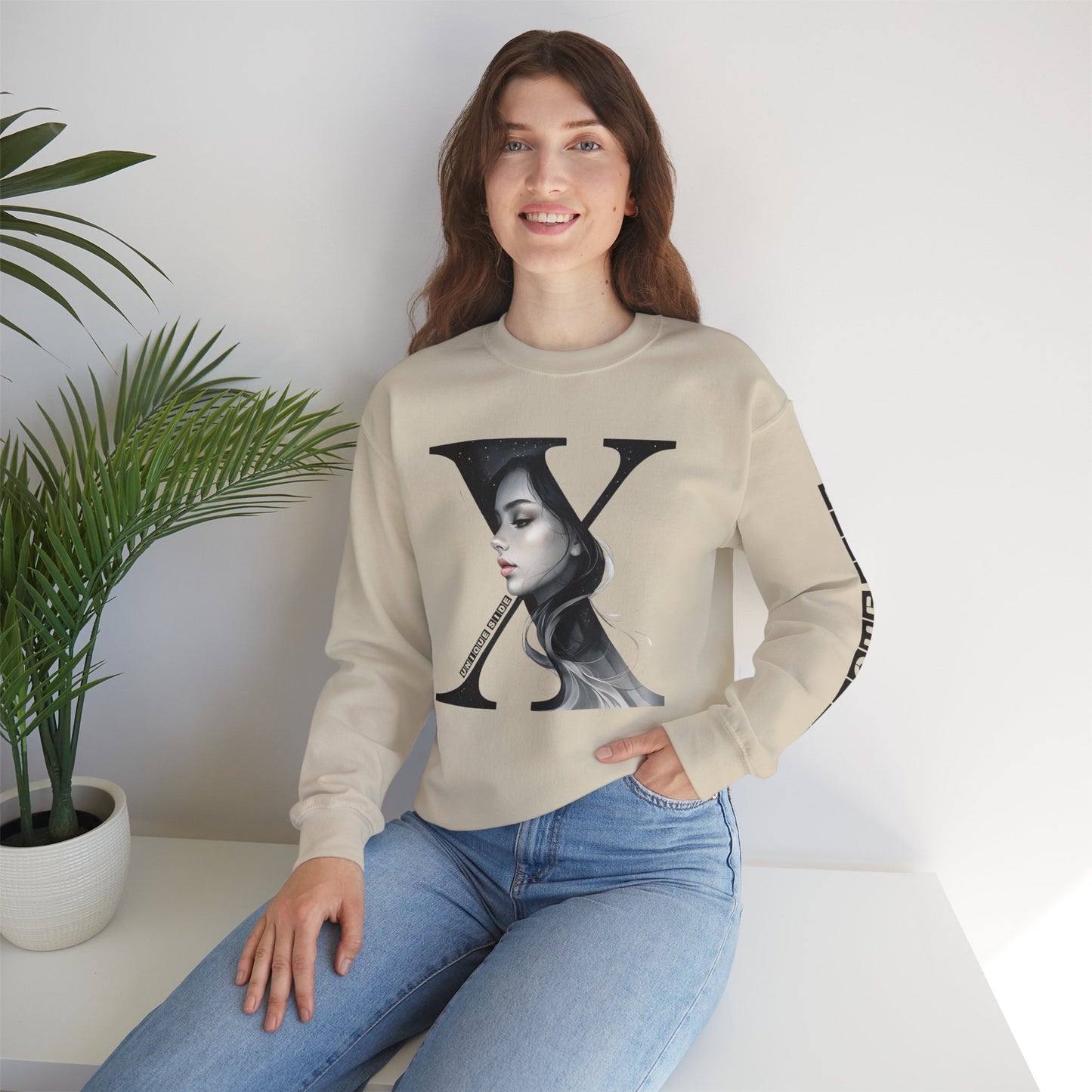 Letter X, Stylish Artistic Sweatshirt, Trendy Crewneck, Graphic Sweater, Cozy Unisex Top, Unique Gift for Art Lovers, Everyday Comfort