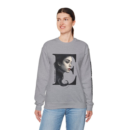 Letter E, Stylish Artistic Sweatshirt, Trendy Crewneck, Graphic Sweater, Cozy Unisex Top, Unique Gift for Art Lovers, Everyday Comfort