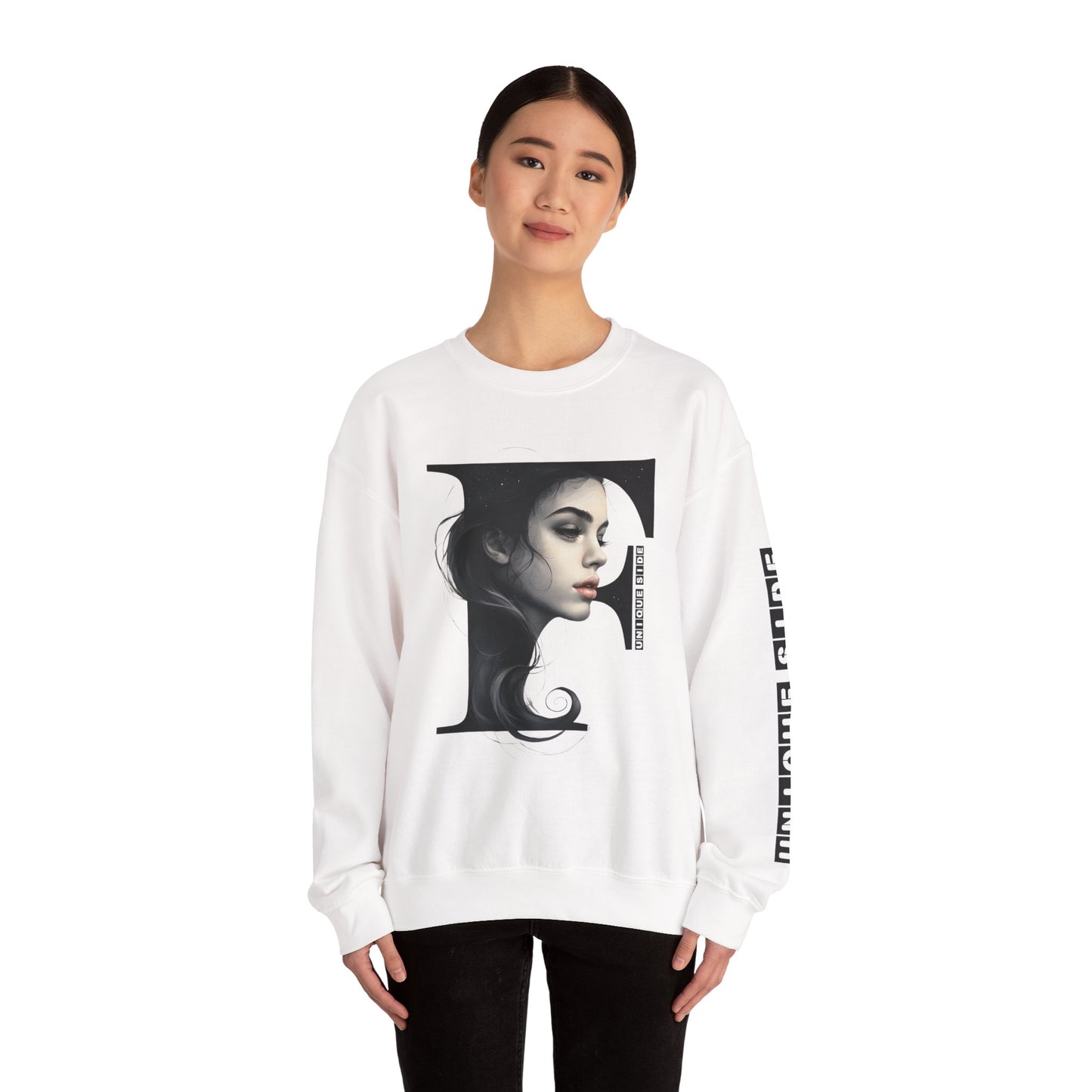 Letter F, Stylish Artistic Sweatshirt, Trendy Crewneck, Graphic Sweater, Cozy Unisex Top, Unique Gift for Art Lovers, Everyday Comfort