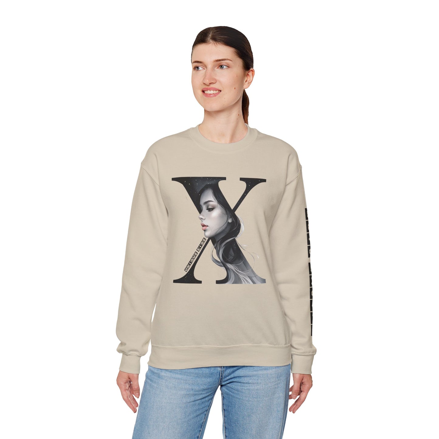 Letter X, Stylish Artistic Sweatshirt, Trendy Crewneck, Graphic Sweater, Cozy Unisex Top, Unique Gift for Art Lovers, Everyday Comfort
