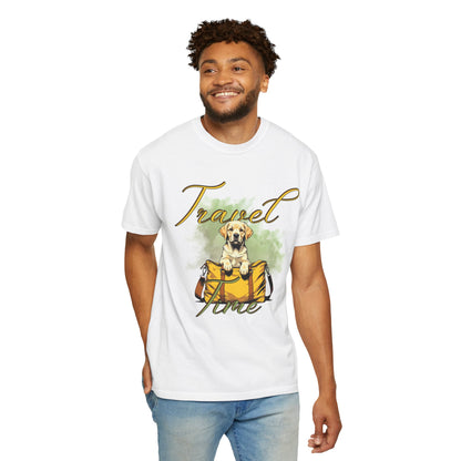 Travel Time Dog T-Shirt - Unisex Garment-Dyed Tee for Pet Lovers