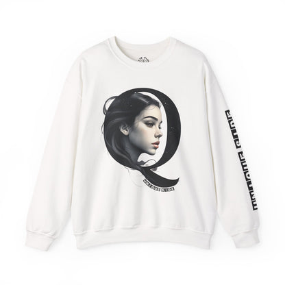 Letter Q, Stylish Artistic Sweatshirt, Trendy Crewneck, Graphic Sweater, Cozy Unisex Top, Unique Gift for Art Lovers, Everyday Comfort