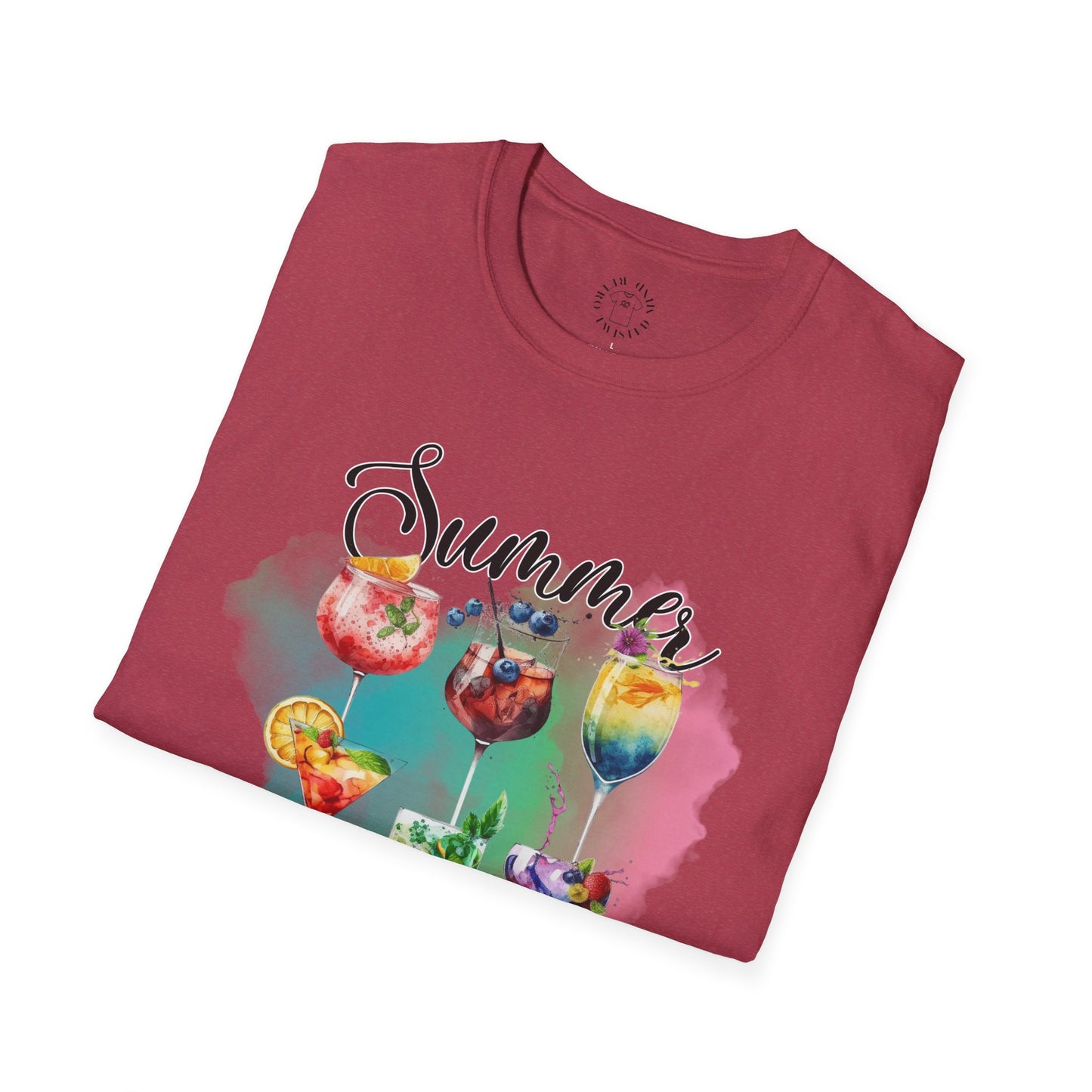Summer Colors Cocktail T-Shirt, Unisex Tee, Fun Summer Wear, Gift for Cocktails Lovers, Beach Party Shirt, Vacation Top