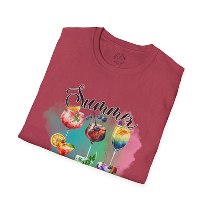 Summer Colors Cocktail T-Shirt, Unisex Tee, Fun Summer Wear, Gift for Cocktails Lovers, Beach Party Shirt, Vacation Top