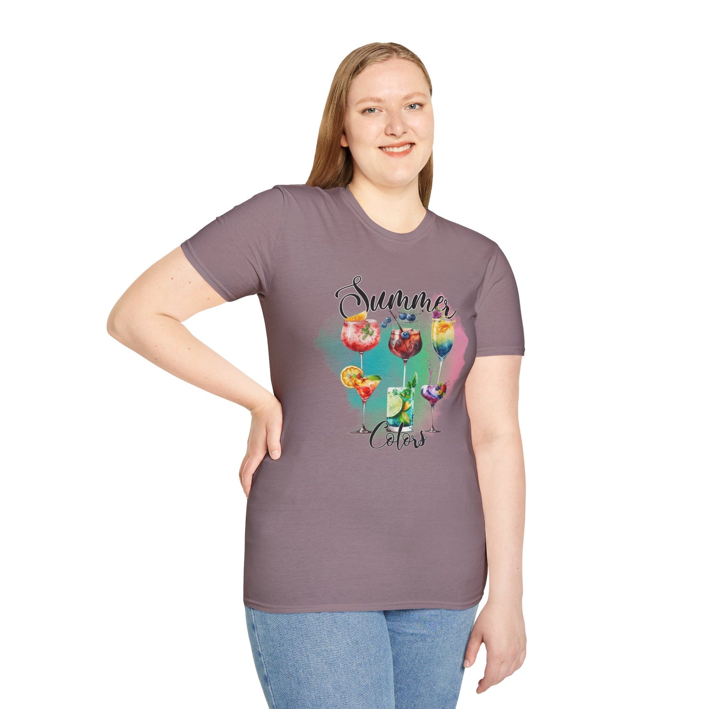 Summer Colors Cocktail T-Shirt, Unisex Tee, Fun Summer Wear, Gift for Cocktails Lovers, Beach Party Shirt, Vacation Top