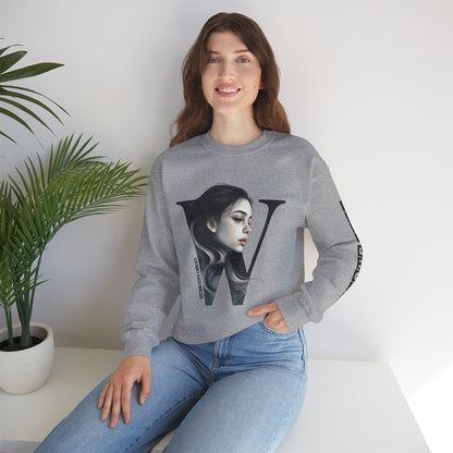 Letter W, Stylish Artistic Sweatshirt, Trendy Crewneck, Graphic Sweater, Cozy Unisex Top, Unique Gift for Art Lovers, Everyday Comfort
