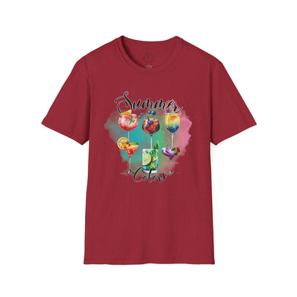 Summer Colors Cocktail T-Shirt, Unisex Tee, Fun Summer Wear, Gift for Cocktails Lovers, Beach Party Shirt, Vacation Top