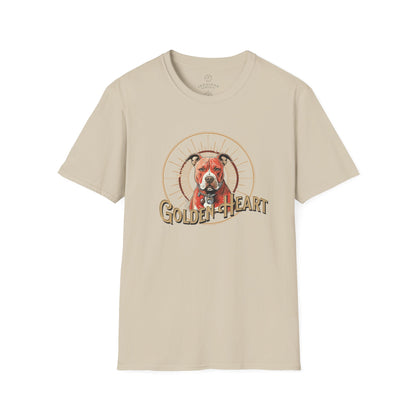 Golden Heart Dog Tee | Unisex Softstyle T-Shirt, Pet Lover Gift, Animal Adoption Awareness, Casual Wear, Dog Mom Apparel