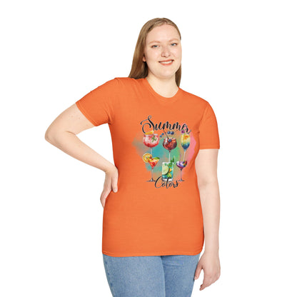 Summer Colors Cocktail T-Shirt, Unisex Tee, Fun Summer Wear, Gift for Cocktails Lovers, Beach Party Shirt, Vacation Top