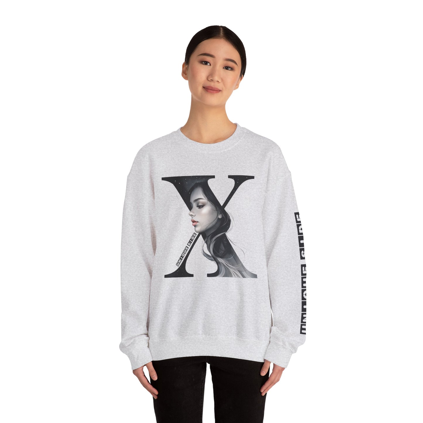 Letter X, Stylish Artistic Sweatshirt, Trendy Crewneck, Graphic Sweater, Cozy Unisex Top, Unique Gift for Art Lovers, Everyday Comfort